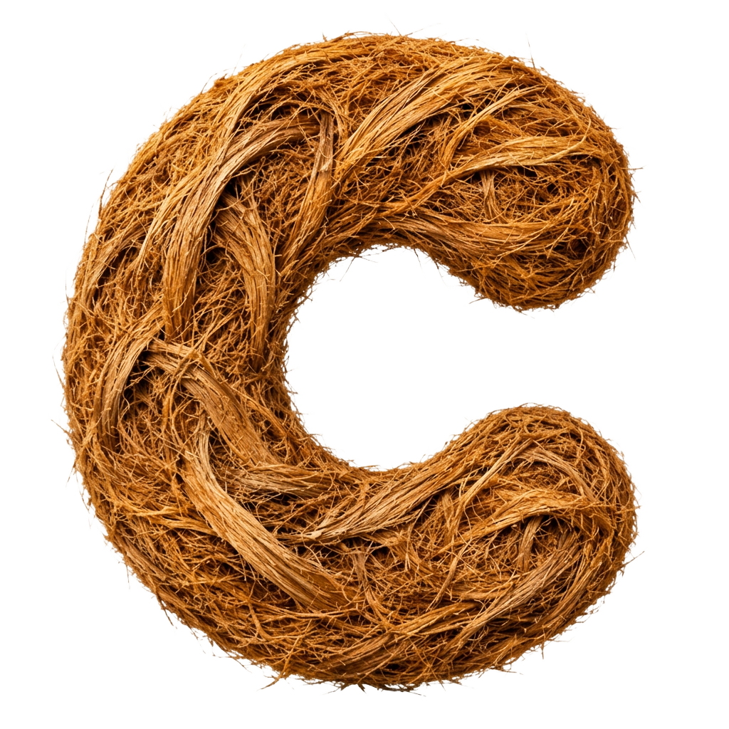 Letra C em fibra de coco